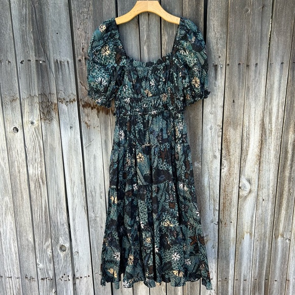 New Ulla Johnson Iliana Floral Print Midi Dress Cotton Rainforest 2 - Picture 10 of 16